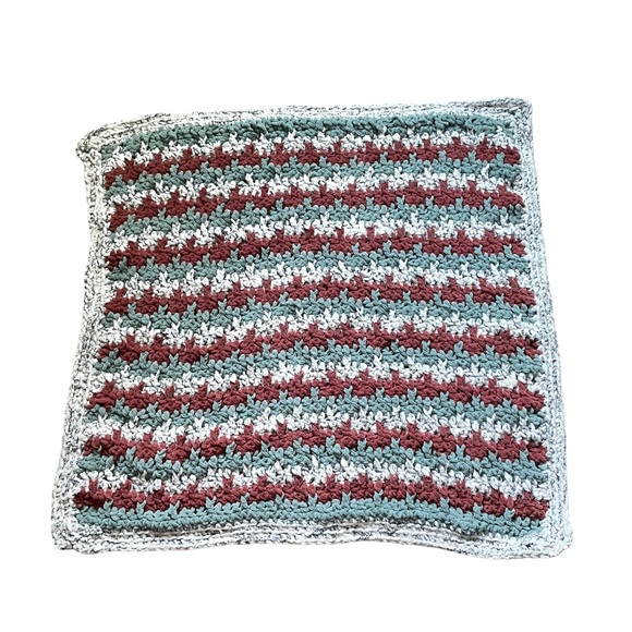 Handmade Jump Stripe Soft Squishy Multicolored Crochet Nursery Baby Blanket - Picture 3 of 6